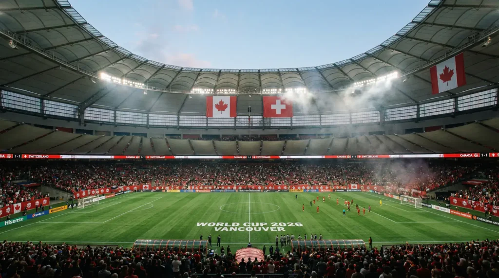 World Cup 2026 Group B analysis featuring Canada, Switzerland, Qatar and Bosnia and Herzegovina with BC Place stadium