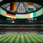 World Cup 2026 Group E featuring Germany, Côte d'Ivoire, Ecuador and Curaçao with Mercedes-Benz Stadium Atlanta background