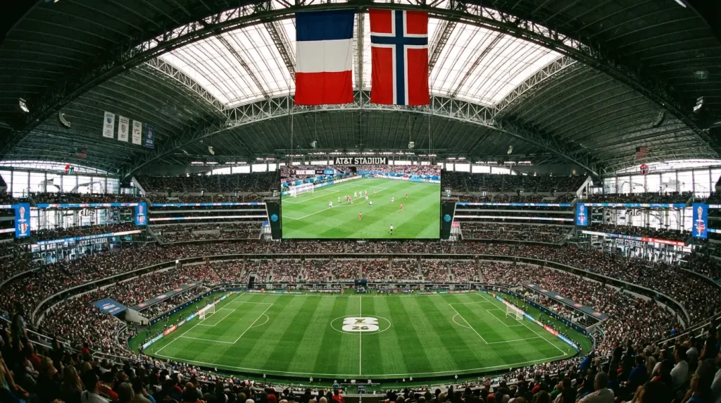 World Cup 2026 Group I analysis featuring France and Norway flags with Erling Haaland data overlay