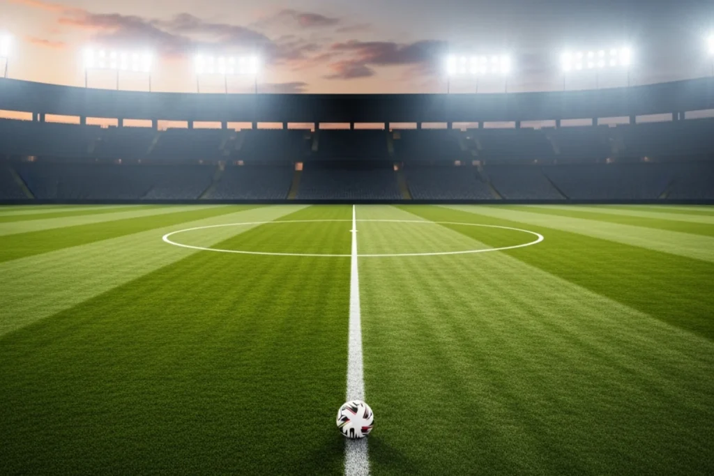 Football pitch with betting odds overlays representing World Cup 2026 wagering markets